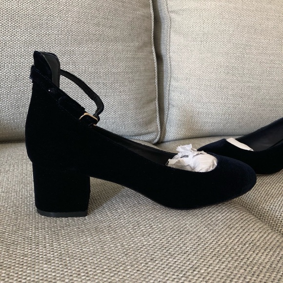 Sandro Dark Navy Velvet Mary Jane 37 - Picture 2 of 8